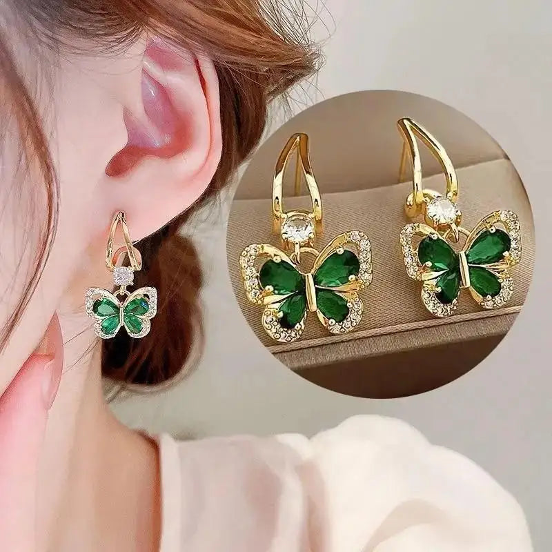 925 Silver Needle Korean Fashion Crystal Heart Earrings For Women Jewelry 2024 Trending Women's Red White Pearl Drop Earrings