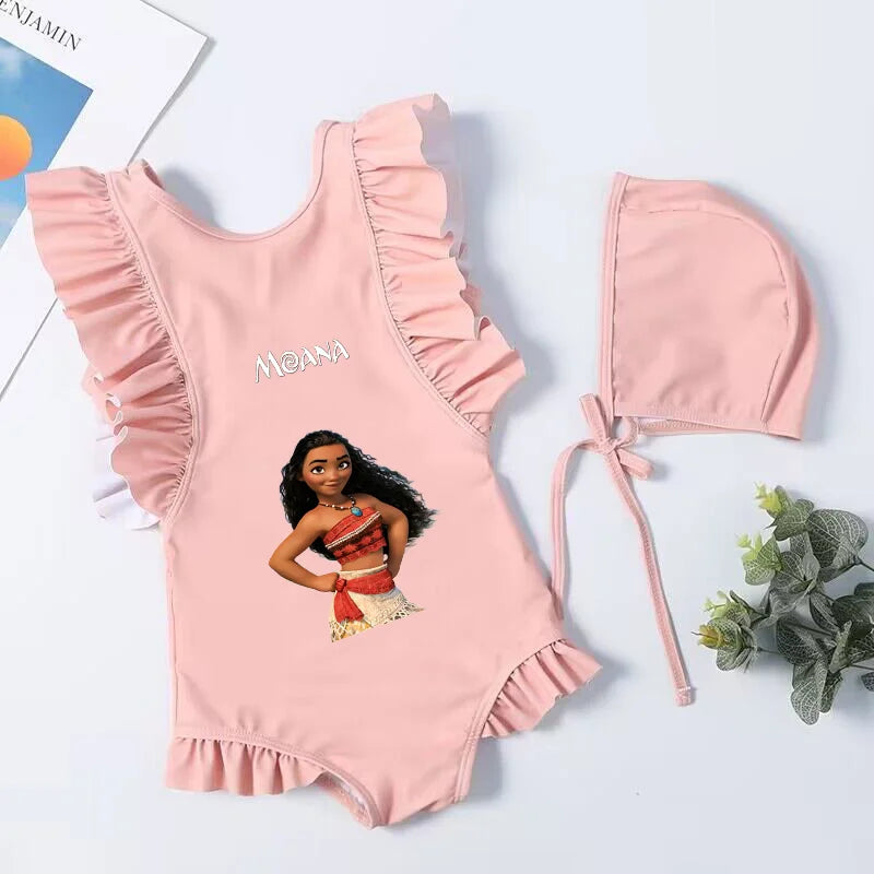 Moana Cartoon Toddler Baby Swimsuit One Piece Children Swimwear Kids Girl Bathing Suit Swim Shirts for Surfing Beach Wear Outfit