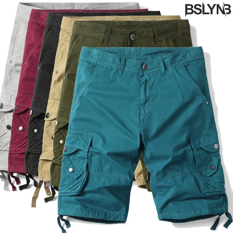 US Size Mens Summer Cotton Camouflage Loose Cargo Shorts Fashion Casual Multi-pocket Short Pants Male Loose Military Camo Shorts