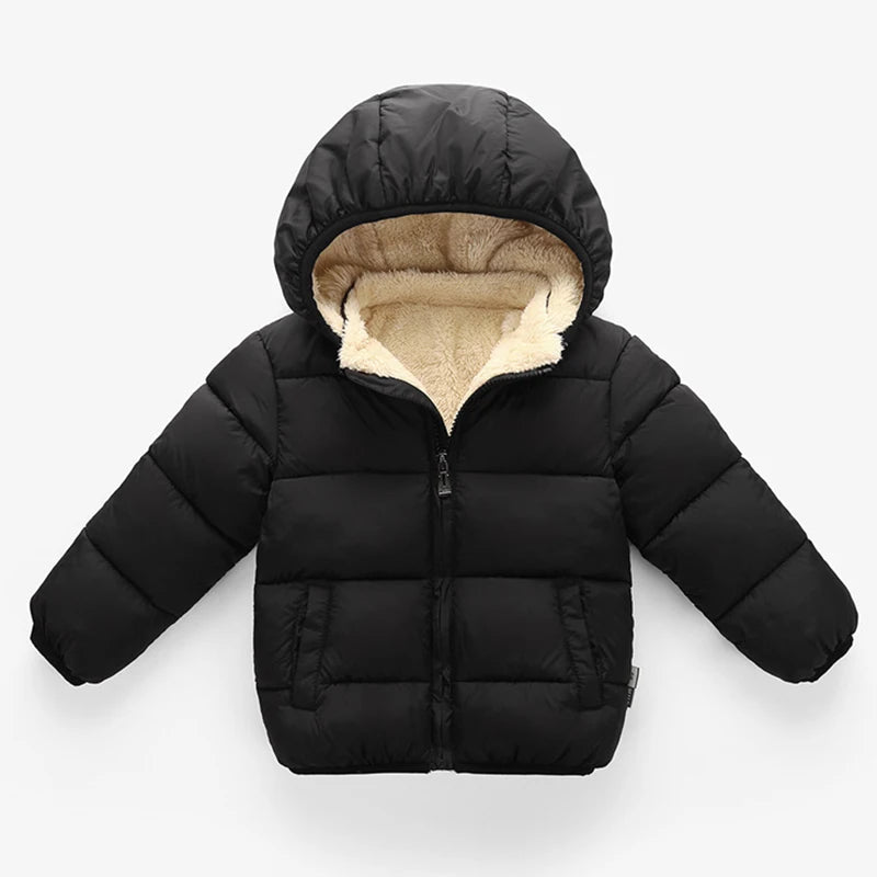 Baby Kinder Mäntel Winter Dicke Jacken Für Jungen Warme Plüsch Verdicken Oberbekleidung Für Mädchen Fell Kapuze Jacke Kinder Kleidung Schneeanzug 