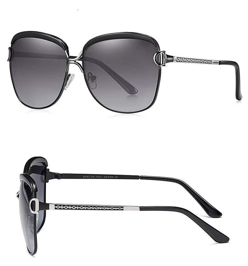 BARCUR Polarized Ladies Sunglasses Women Gradient Lens Round Sun Glasses Square Luxury Brand Oculos Lunette De Soleil Femme