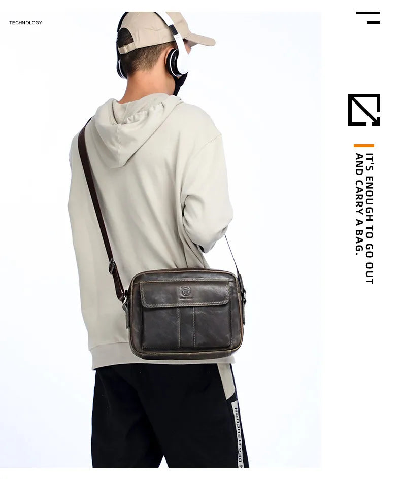 BULLCAPTAIN Genuine Leather Men's Crossbody Bag Large Capacity Casual Multifunctional Handbag A Fashion Business Briefcase