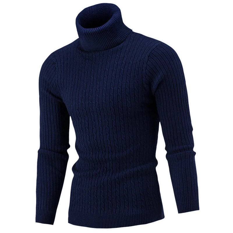 Men Warm Turtleneck Sweater Men's Roll neck Warm Knitted Sweater Keep Warm Men  Casual  Jumper Knit Woolen Sweater