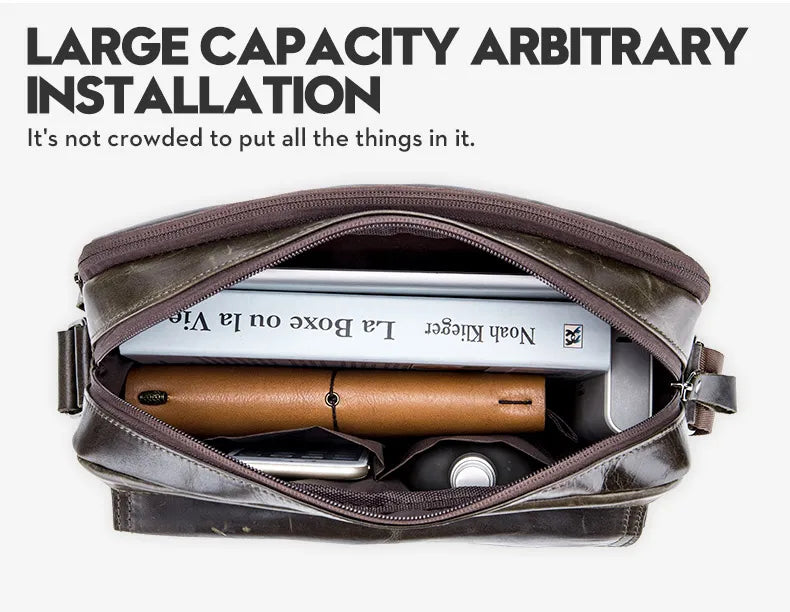 BULLCAPTAIN Genuine Leather Men's Crossbody Bag Large Capacity Casual Multifunctional Handbag A Fashion Business Briefcase