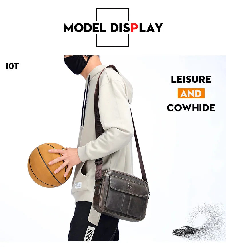 BULLCAPTAIN Genuine Leather Men's Crossbody Bag Large Capacity Casual Multifunctional Handbag A Fashion Business Briefcase