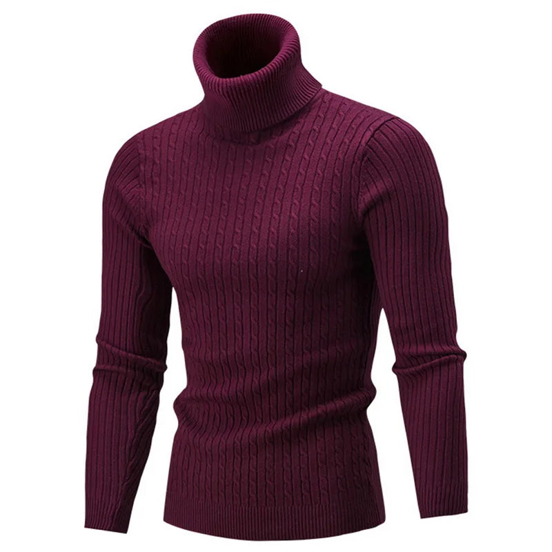 Men Warm Turtleneck Sweater Men's Roll neck Warm Knitted Sweater Keep Warm Men  Casual  Jumper Knit Woolen Sweater
