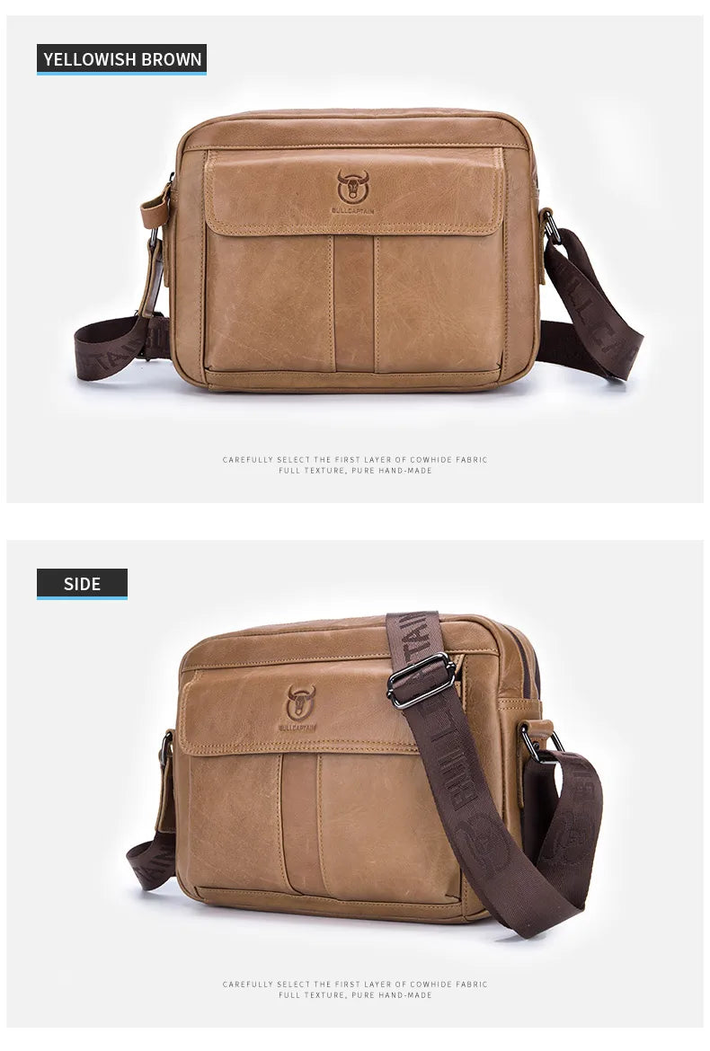 BULLCAPTAIN Genuine Leather Men's Crossbody Bag Large Capacity Casual Multifunctional Handbag A Fashion Business Briefcase