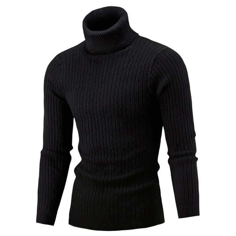 Men Warm Turtleneck Sweater Men's Roll neck Warm Knitted Sweater Keep Warm Men  Casual  Jumper Knit Woolen Sweater