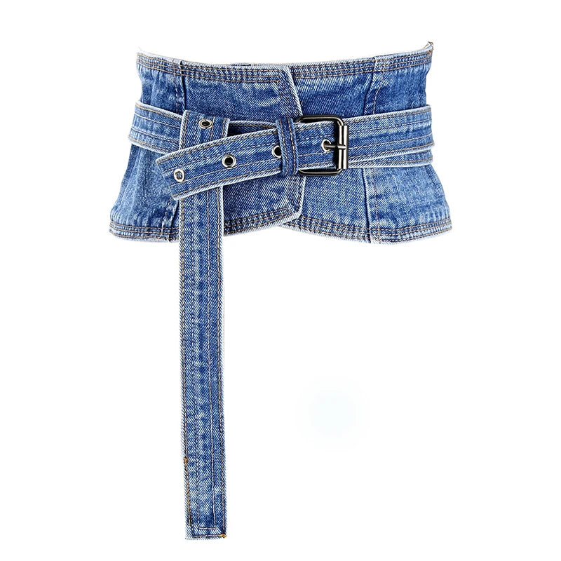 Denim color shapewear women Black nickel buckel Pin Slide buckel Belts for ladies Girdle