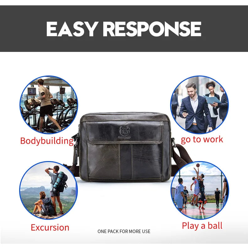 BULLCAPTAIN Genuine Leather Men's Crossbody Bag Large Capacity Casual Multifunctional Handbag A Fashion Business Briefcase