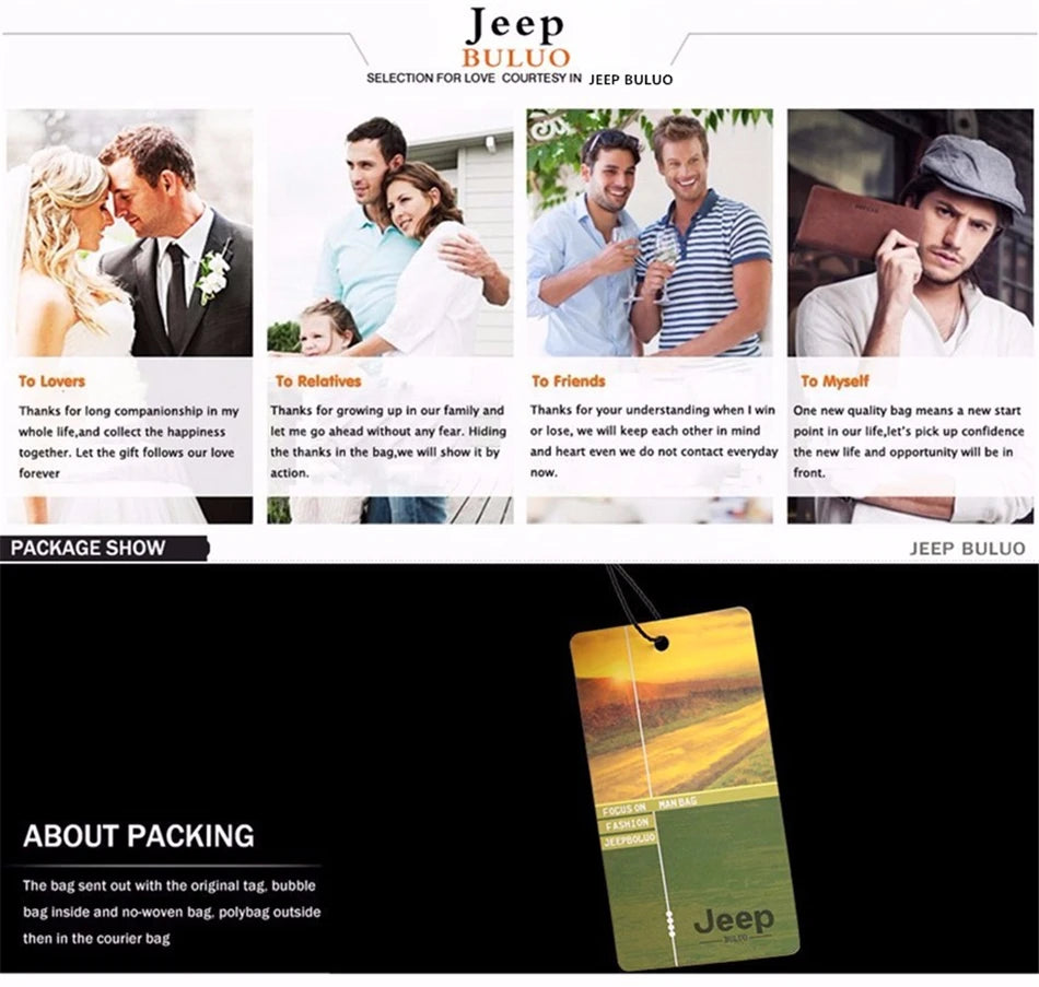 JEEP BULUO Brand Men's Crossbody Shoulder High Quality Tote Fashion Business Man Messenger Big Size PU Leather Bags