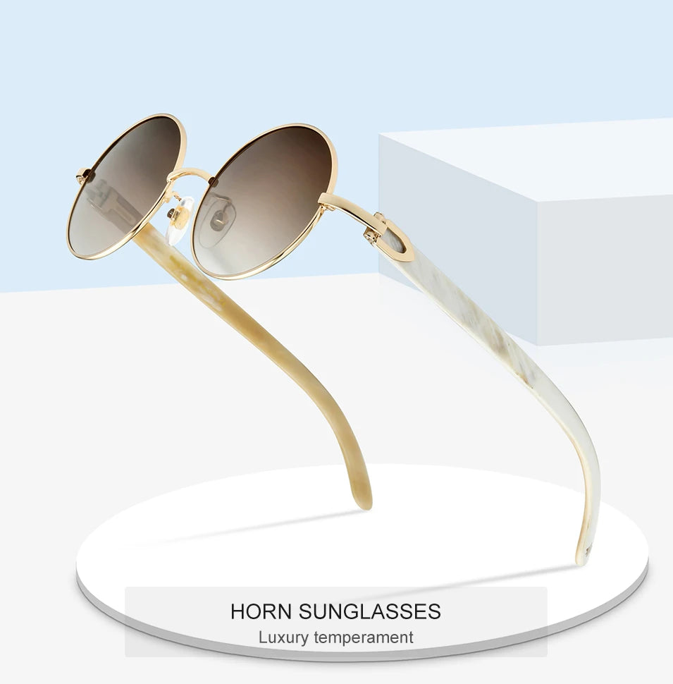 HEPIDEM High Quality Men Buffs Sunglasses Square Luxury Brand Design Diamond Sumptuous Sun Glasses Women Buffalo Horn Glasses