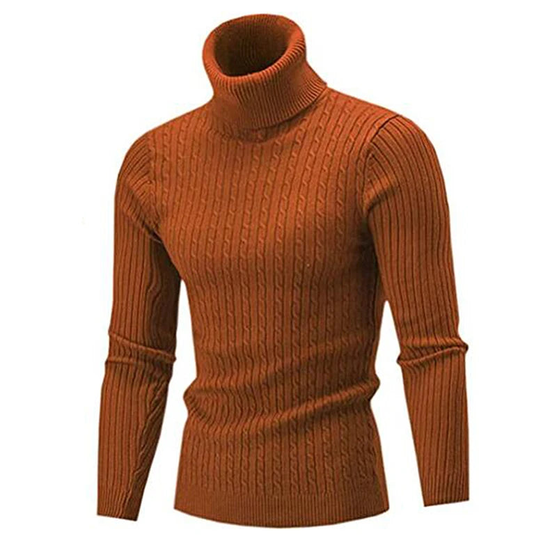 Men Warm Turtleneck Sweater Men's Roll neck Warm Knitted Sweater Keep Warm Men  Casual  Jumper Knit Woolen Sweater