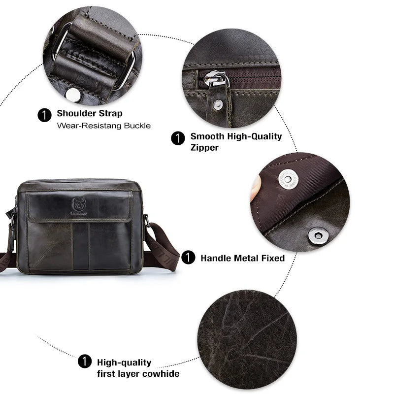 BULLCAPTAIN Genuine Leather Men's Crossbody Bag Large Capacity Casual Multifunctional Handbag A Fashion Business Briefcase