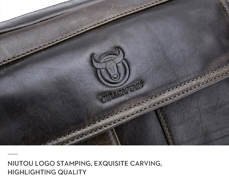 BULLCAPTAIN Genuine Leather Men's Crossbody Bag Large Capacity Casual Multifunctional Handbag A Fashion Business Briefcase