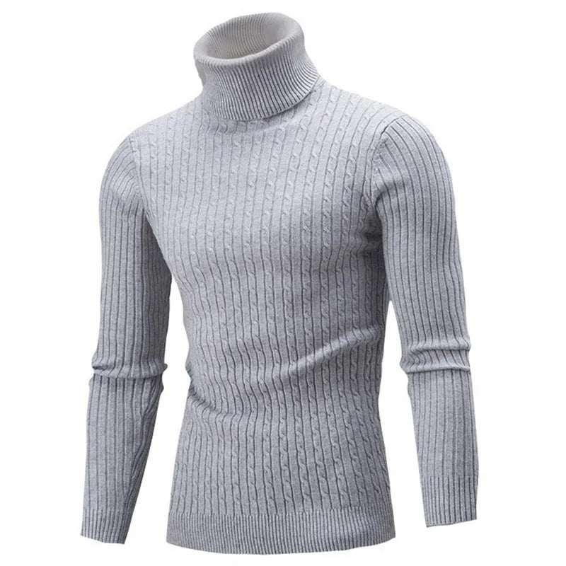 Men Warm Turtleneck Sweater Men's Roll neck Warm Knitted Sweater Keep Warm Men  Casual  Jumper Knit Woolen Sweater