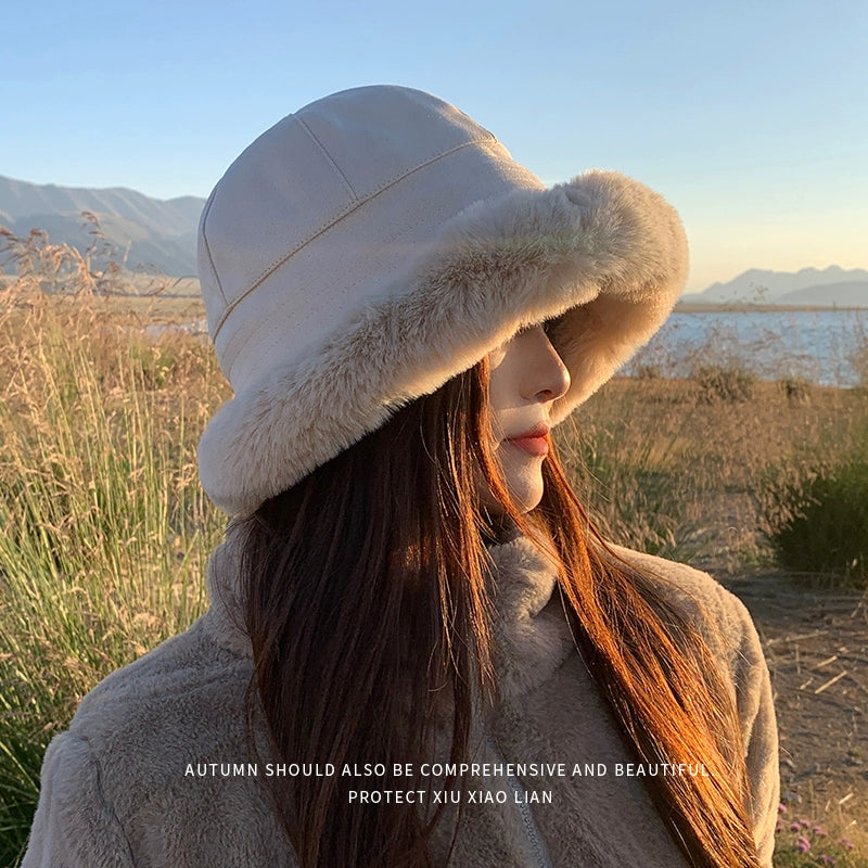 Women's Winter Fleece-lined Thickened Big Head Circumference Furry Hat