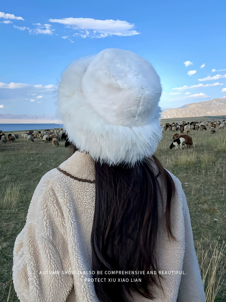 Women's Winter Fleece-lined Thickened Big Head Circumference Furry Hat