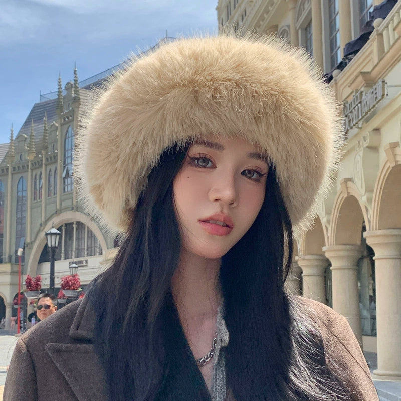 Women's Winter Fleece-lined Thickened Big Head Circumference Furry Hat
