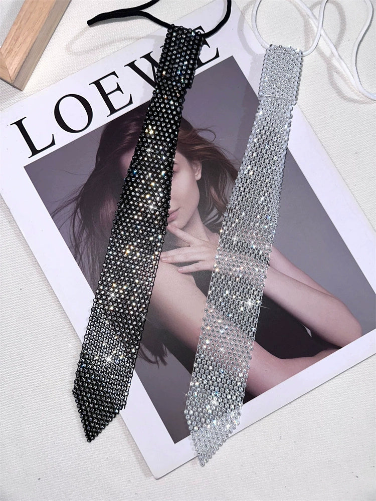 Diamond Crystal Decoration Knot-Free Personality Shirt Neck