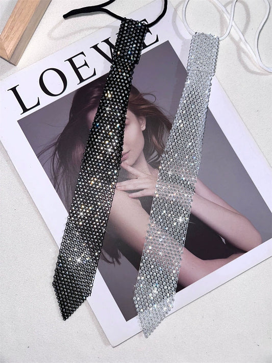 Diamond Crystal Decoration Knot-Free Personality Shirt Neck