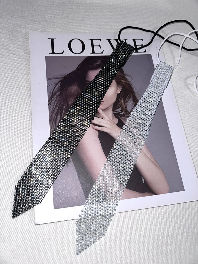 Diamond Crystal Decoration Knot-Free Personality Shirt Neck