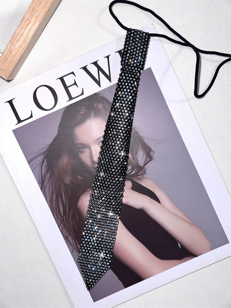 Diamond Crystal Decoration Knot-Free Personality Shirt Neck