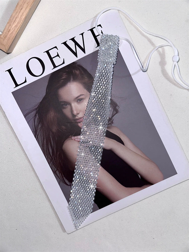 Diamond Crystal Decoration Knot-Free Personality Shirt Neck