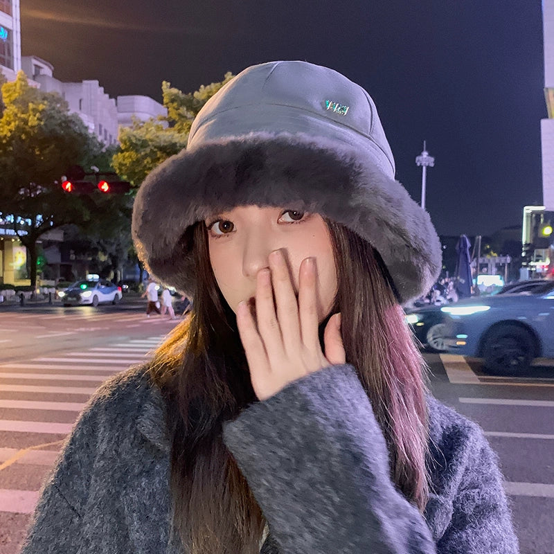 Women's Winter Fleece-lined Thickened Big Head Circumference Furry Hat