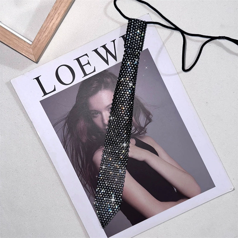 Diamond Crystal Decoration Knot-Free Personality Shirt Neck