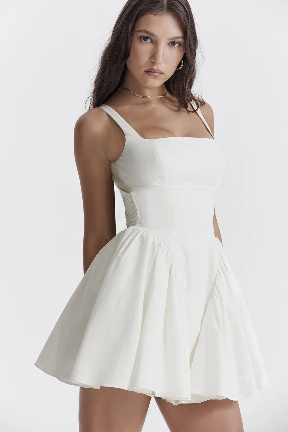 Giyu Club Party Dress Women Summer Elegant Sleevless Backless Bow Mini Short Dresses Pleated Prom Holiday Robe Femme