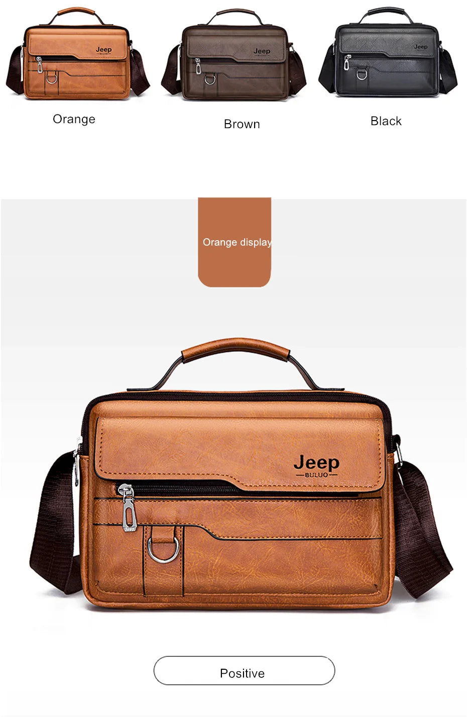 JEEP BULUO Brand Men's Crossbody Shoulder High Quality Tote Fashion Business Man Messenger Big Size PU Leather Bags