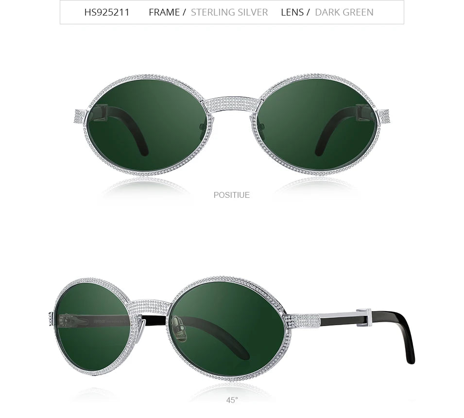 HEPIDEM High Quality Men Buffs Sunglasses Square Luxury Brand Design Diamond Sumptuous Sun Glasses Women Buffalo Horn Glasses