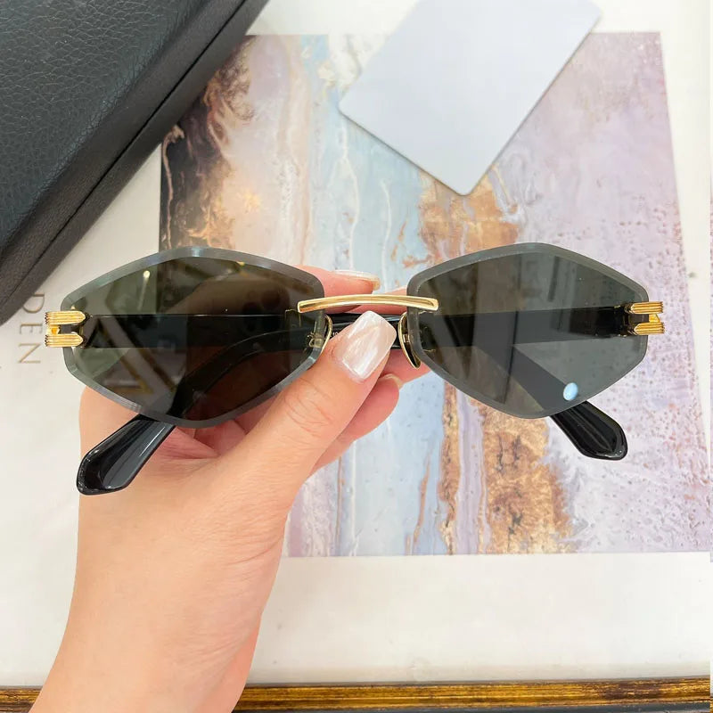 Special Designer Rimless Women's Sunglasses Polygon Luxury Alloy High Quality Brand Men Fashion New Arrival Classical UV400 Z106