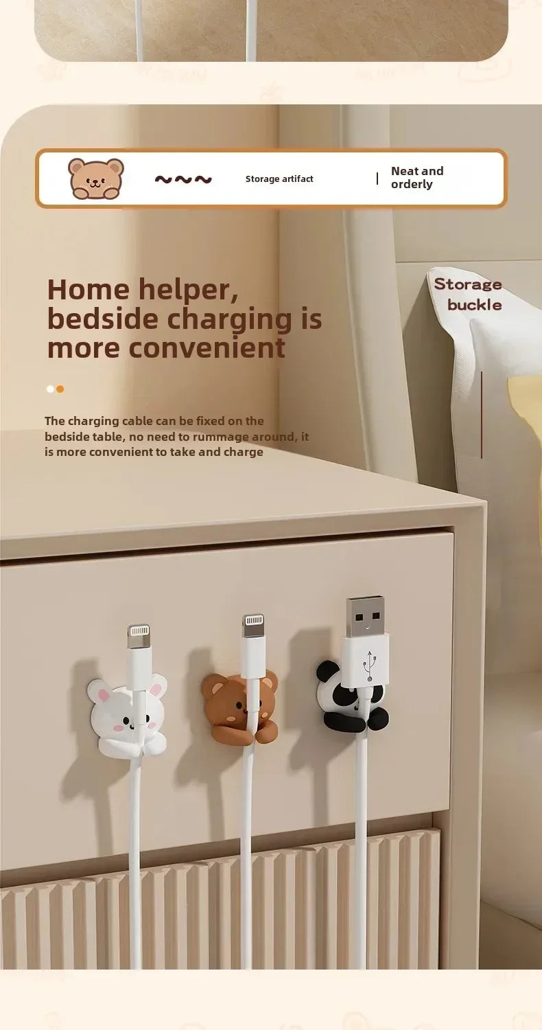 Desktop Cute Cable Organizers Holder Clip Desk Tidy Organiser SelfAdhesive Wall Mounted Cable Management Office Wire Cord Holder office supplement