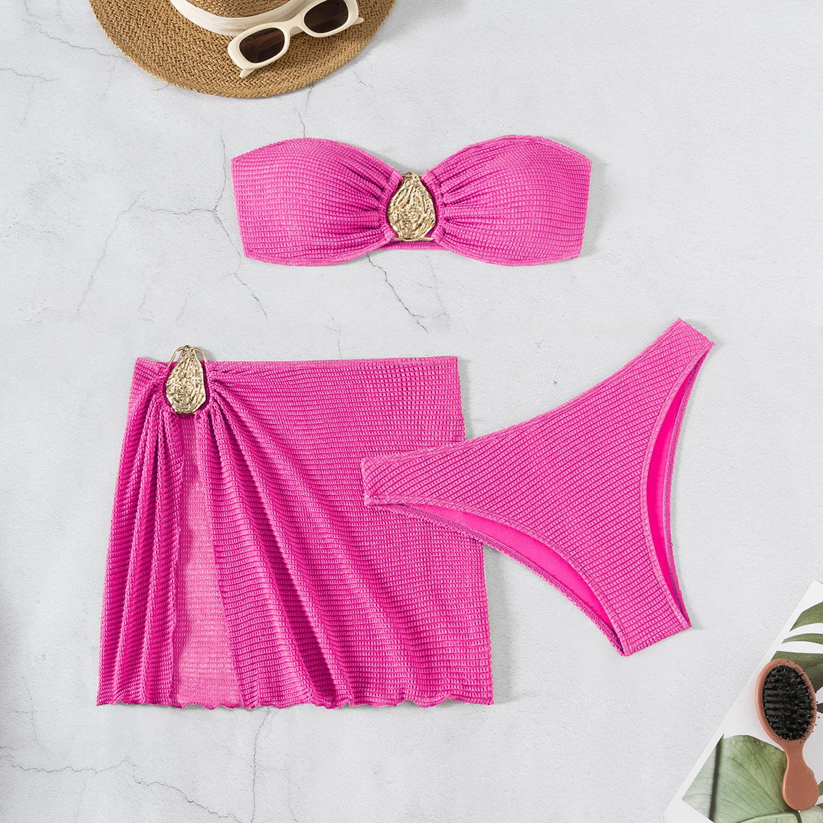 2025 New Bikini Baby Hot Spring Resort Beach Three Piece Split Swimsuit Skirt Bikini