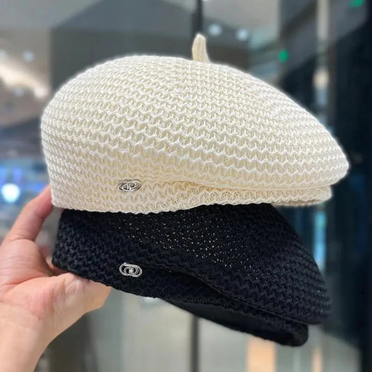 Y2K Vintage Beret Newsboy Hat Solid Color Breathable Spring Autumn Caps Korea Hip Hop Punk Style Summer Accessory Painters Hat