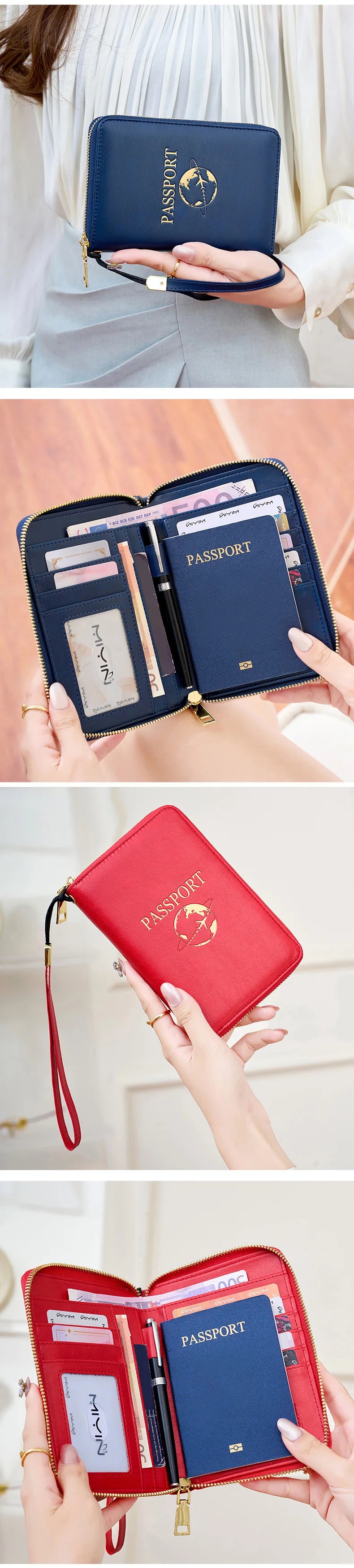 New Retro Passport Bag Fashion RFID Multifunctional PU Leather Passport Wallet Storage Bag Travel Accessories ID Bag Card Holder