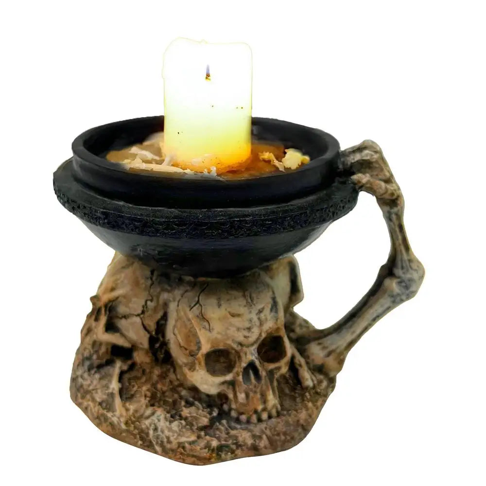 Halloween Skeleton Candle Holder Craft Skull Candlestick Resin Ornaments Bar Party Haunted House Horror Prop Desktop Porch Decor