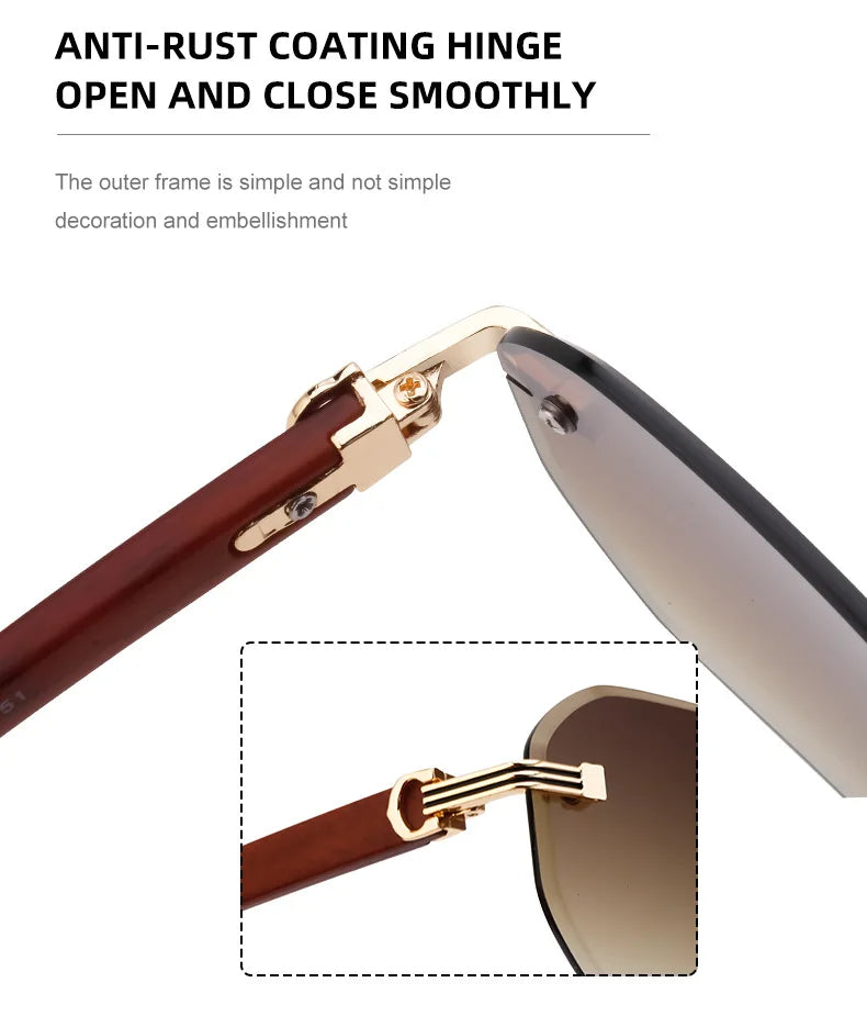 Vintage Square Rimless Sunglasses Men Luxury Brand Trendy Frameless Punk UV400 Eyewear Anti Blue Light Prescription Glasses