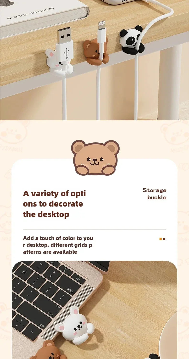 Desktop Cute Cable Organizers Holder Clip Desk Tidy Organiser SelfAdhesive Wall Mounted Cable Management Office Wire Cord Holder office supplement