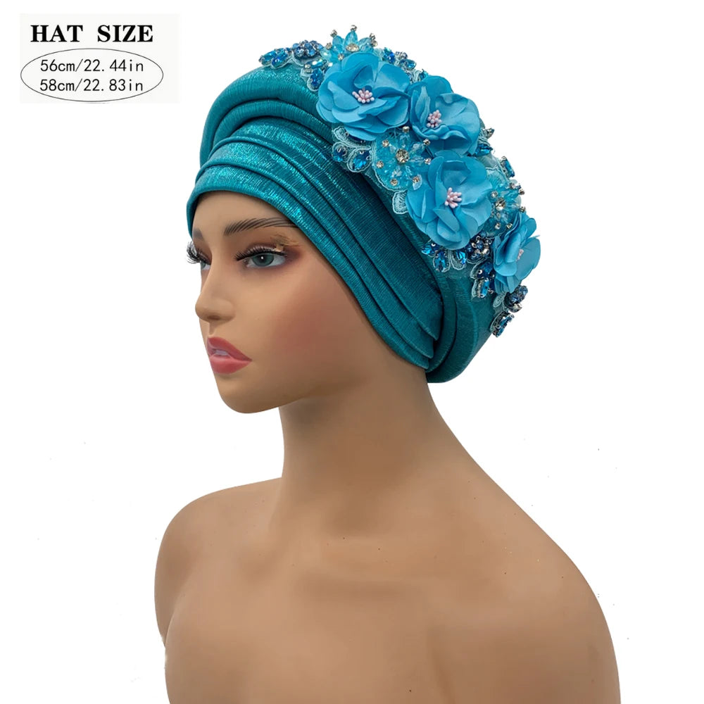 Exquisite Bouquet African Women's Turban Cap Ready to Wear Nigeria Auto Gele Headtie Female Fashion Head Wraps Turbante Mujer