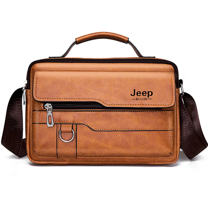 JEEP BULUO Brand Men's Crossbody Shoulder High Quality Tote Fashion Business Man Messenger Big Size PU Leather Bags