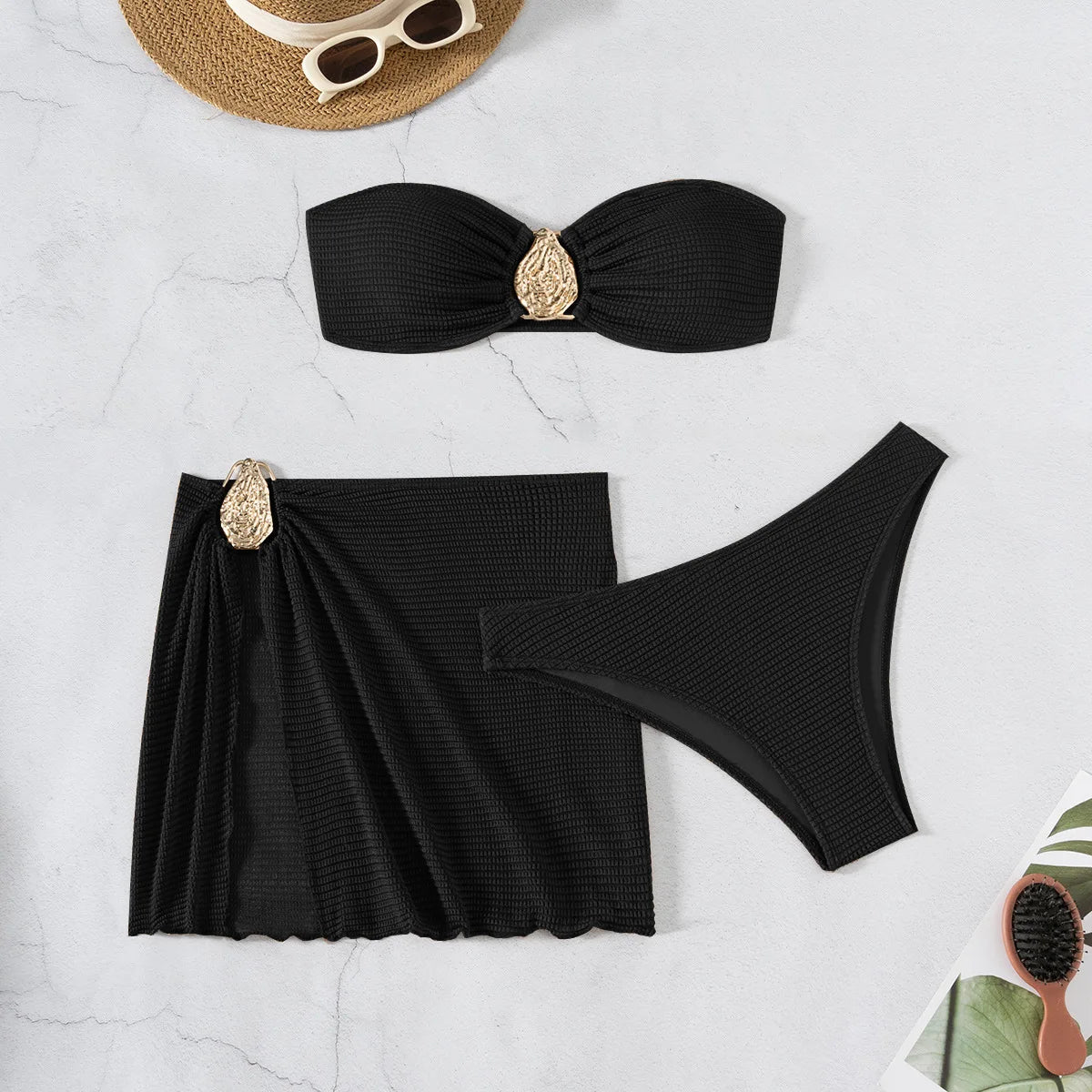 2025 New Bikini Baby Hot Spring Resort Beach Three Piece Split Swimsuit Skirt Bikini