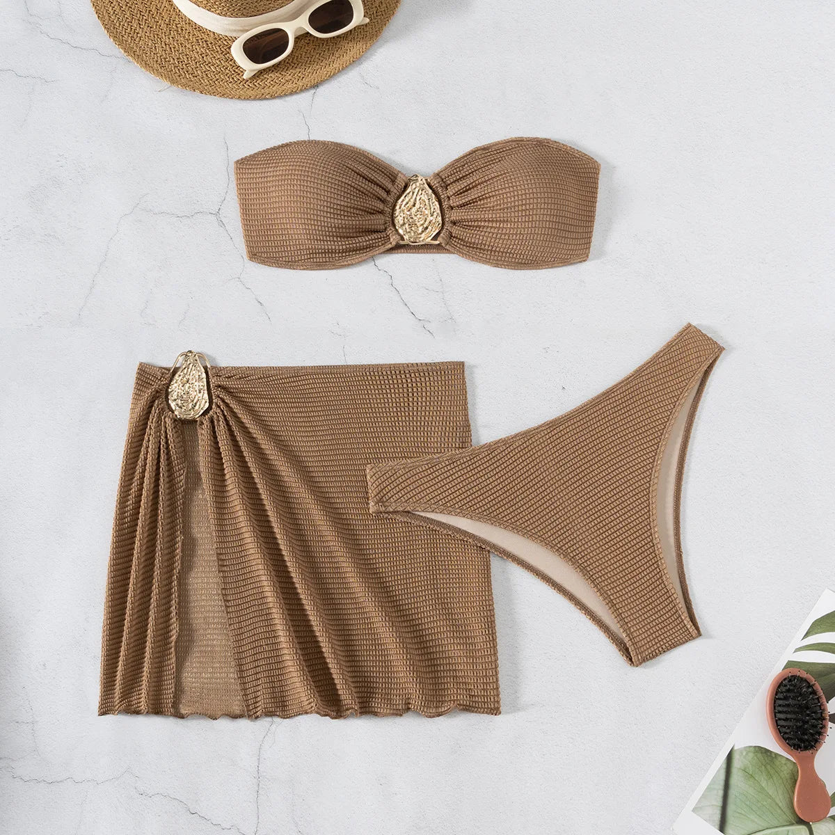 2025 New Bikini Baby Hot Spring Resort Beach Three Piece Split Swimsuit Skirt Bikini