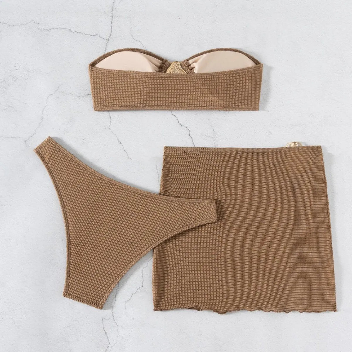 2025 New Bikini Baby Hot Spring Resort Beach Three Piece Split Swimsuit Skirt Bikini