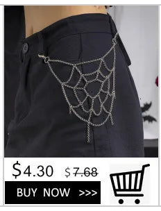 IngeSight.Z Punk Rock Metal Spider Web Waist Chain for Women Men Hip-Hop Jeans Key Chain Body Jewelry Gift Halloween Accessories