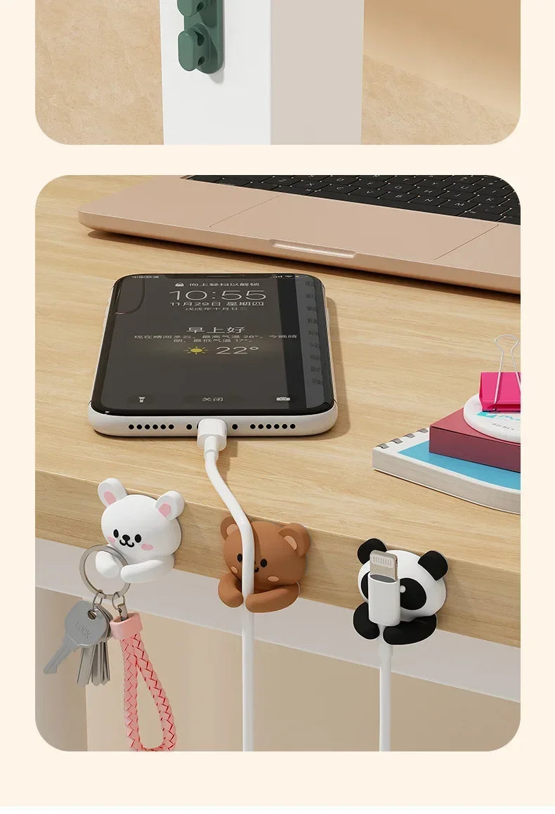 Desktop Cute Cable Organizers Holder Clip Desk Tidy Organiser SelfAdhesive Wall Mounted Cable Management Office Wire Cord Holder office supplement