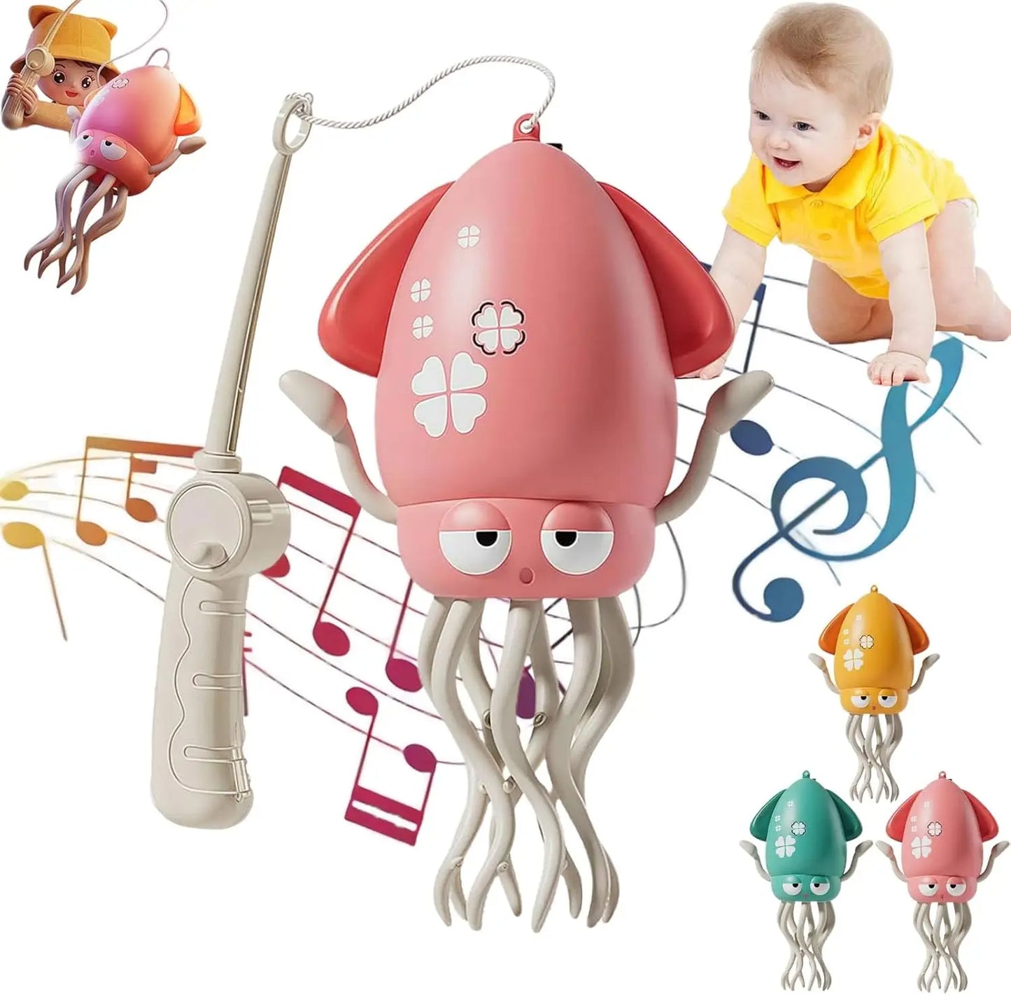Electric Auto-Avoid Octopus with LED Lights Music Electric Crawling Octopus Toy Stress Relief Gift Octopus Interactive Robotics