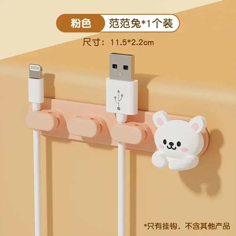 Desktop Cute Cable Organizers Holder Clip Desk Tidy Organiser SelfAdhesive Wall Mounted Cable Management Office Wire Cord Holder office supplement